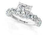 White gold Round Diamond Side Stone Engagement Ring with Six-Prong Setting_7