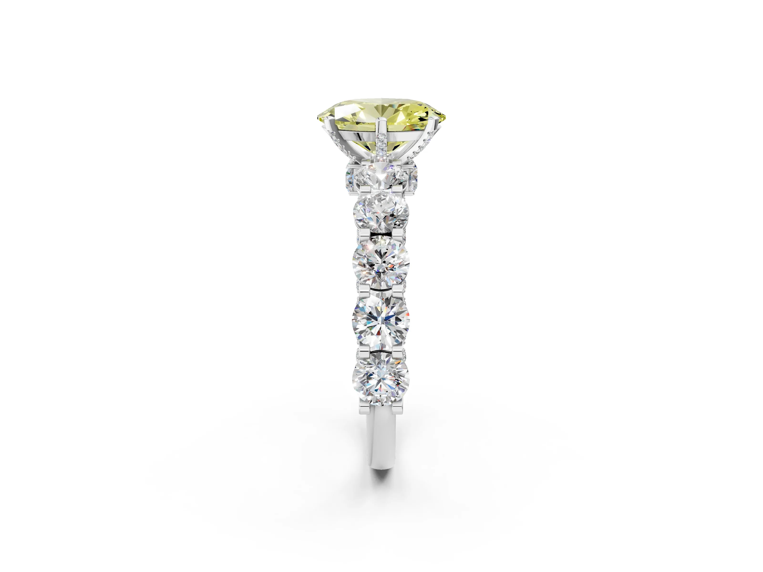 White gold Round Diamond Side Stone Engagement Ring with Six-Prong Setting_8