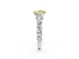 White gold Round Diamond Side Stone Engagement Ring with Six-Prong Setting_8