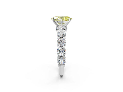 White gold Round Diamond Side Stone Engagement Ring with Six-Prong Setting_8