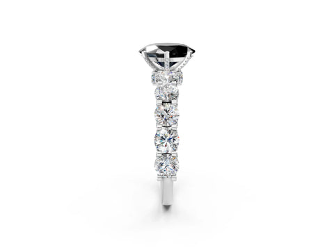 White gold Round Diamond Side Stone Engagement Ring with Six-Prong Setting_8