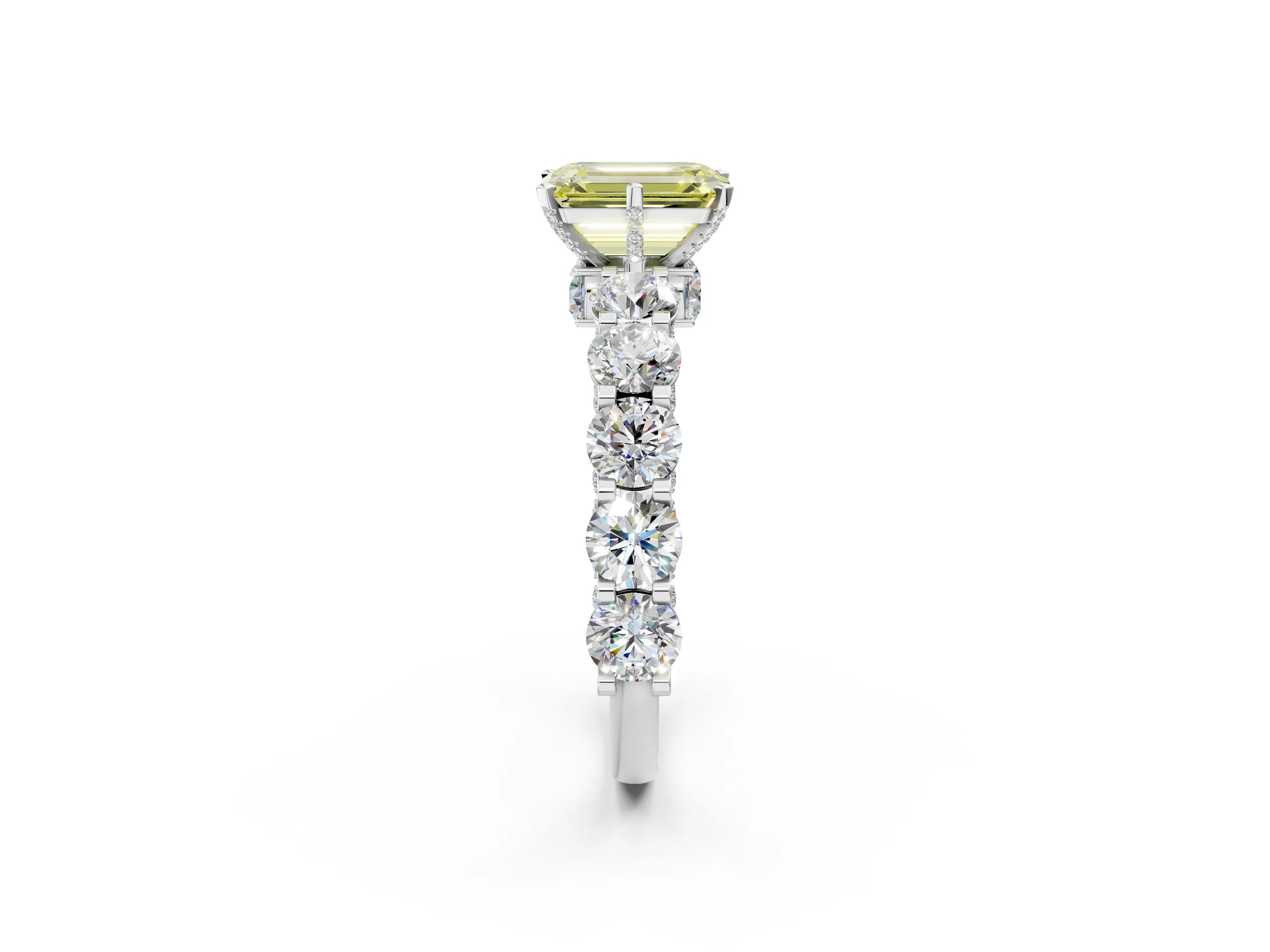 White gold Round Diamond Side Stone Engagement Ring with Six-Prong Setting_8