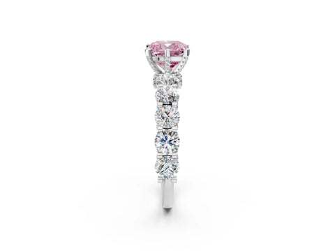 White gold Round Diamond Side Stone Engagement Ring with Six-Prong Setting_8