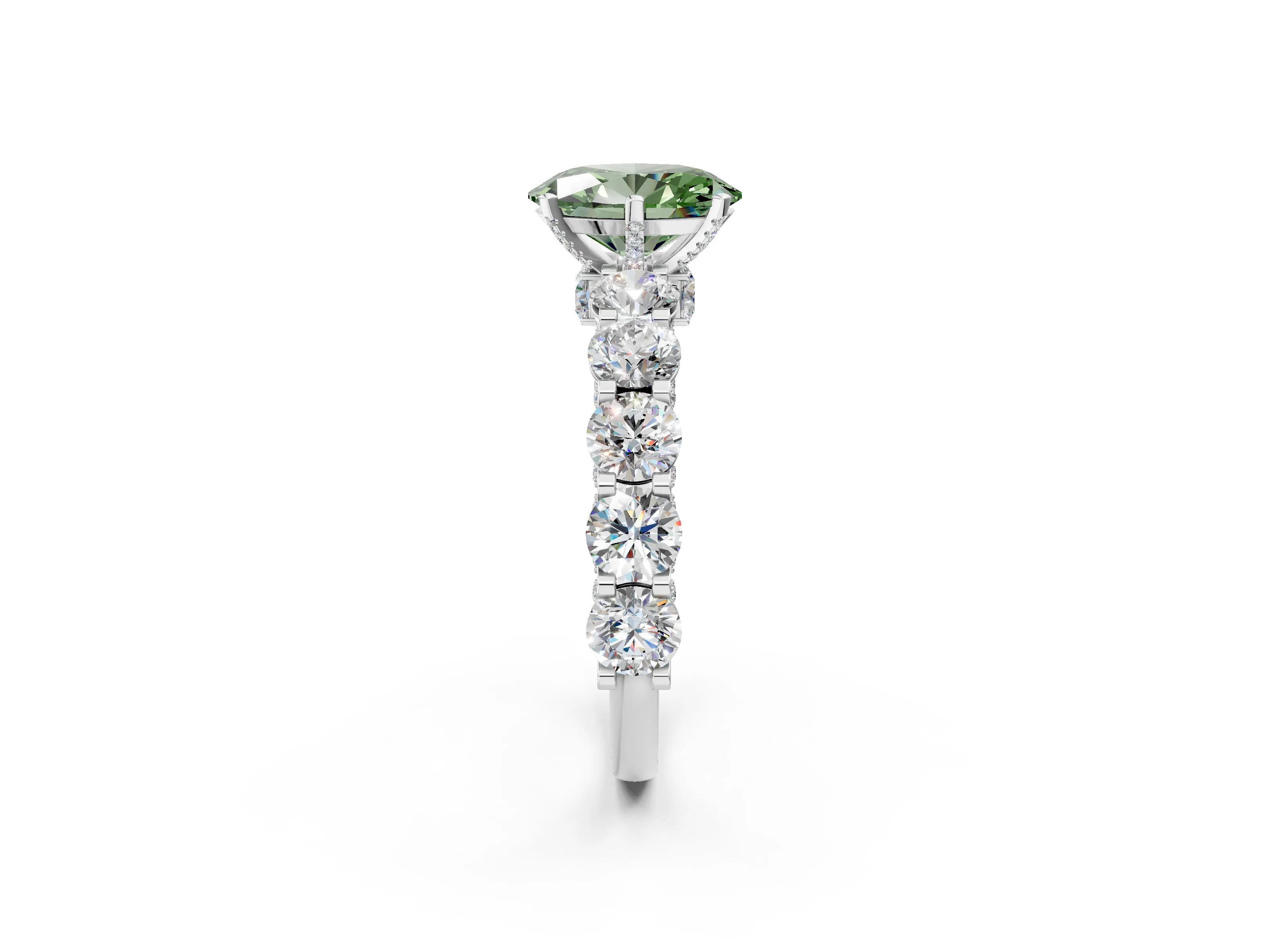 White gold Round Diamond Side Stone Engagement Ring with Six-Prong Setting_8