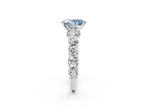 White gold Round Diamond Side Stone Engagement Ring with Six-Prong Setting_8