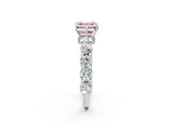 White gold Round Diamond Side Stone Engagement Ring with Six-Prong Setting_8