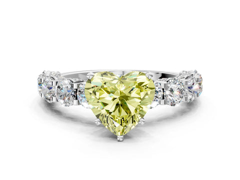 White gold Round Diamond Side Stone Engagement Ring with Six-Prong Setting