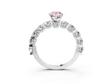 White gold Round Diamond Side Stone Engagement Ring with Six-Prong Setting_9