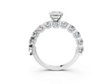 White gold Round Diamond Side Stone Engagement Ring with Six-Prong Setting_9