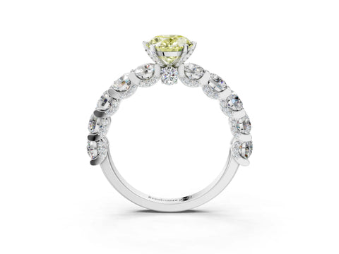 White gold Round Diamond Side Stone Engagement Ring with Six-Prong Setting_9