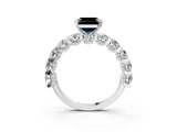 White gold Round Diamond Side Stone Engagement Ring with Six-Prong Setting_9