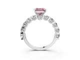 White gold Round Diamond Side Stone Engagement Ring with Six-Prong Setting_9