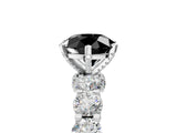 White gold Round Diamond Side Stone Engagement Ring with Six-Prong Setting_9