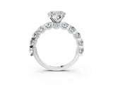 White gold Round Diamond Side Stone Engagement Ring with Six-Prong Setting_9