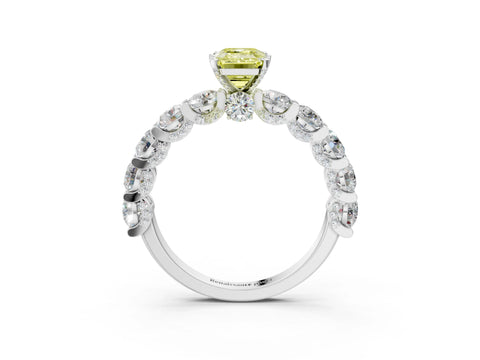 White gold Round Diamond Side Stone Engagement Ring with Six-Prong Setting_9