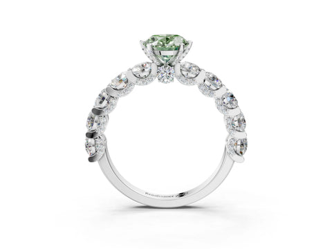 White gold Round Diamond Side Stone Engagement Ring with Six-Prong Setting_9
