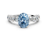 White gold Round Diamond Side Stone Engagement Ring with Six-Prong Setting