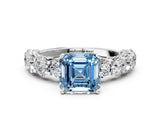White gold Round Diamond Side Stone Engagement Ring with Six-Prong Setting
