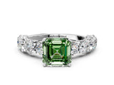 White gold Round Diamond Side Stone Engagement Ring with Six-Prong Setting