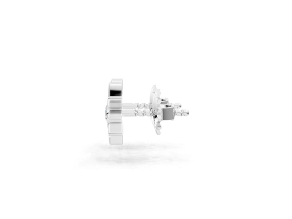 White gold Round Diamond Sol Starburst Stud Earrings