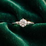 White gold Round Diamond Solitaire Ring with Beaded Band and Four-Prong Setting_22