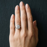 White gold Round Diamond Solitaire Ring with Bezel Setting and Classic Band_62