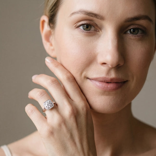 White gold Round Diamond Solitaire Ring with Bezel Setting and Classic Band