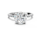White gold Round Diamond Solitaire Ring with Four-Prong Setting and Pavé Band_21