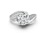 White gold Round Diamond Solitaire Ring with Prong Setting and Twisted Pavé Band_95