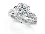 White gold Round Diamond Solitaire Ring with Prong Setting and Twisted Pavé Band_96