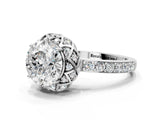 White gold Round Diamond Solitaire Ring with Shared Prong Pavé Band_139