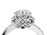 White gold Round Diamond Solitaire Ring with Shared Prong Pavé Band_146