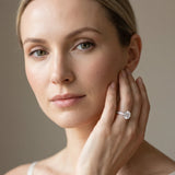 White gold Round Diamond Solitaire with Pave Band and Six-Prong Setting_13