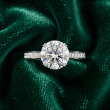 White gold Round Diamond Solitaire with Pave Band and Six-Prong Setting_15
