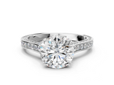 White gold Round Diamond Solitaire with Pave Band and Six-Prong Setting_49