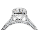 White gold Round Diamond Solitaire with Pave Band and Six-Prong Setting_53