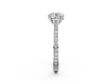 White gold Round Diamond Solitaire with Pave Band and Six-Prong Setting_57