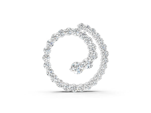 Silver Round Diamond Spiral Pendant with Prong Setting