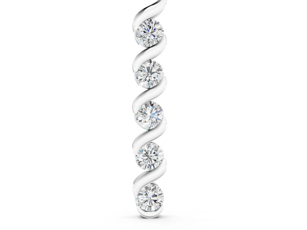 White gold Round Diamond Spiral Prong Pendant