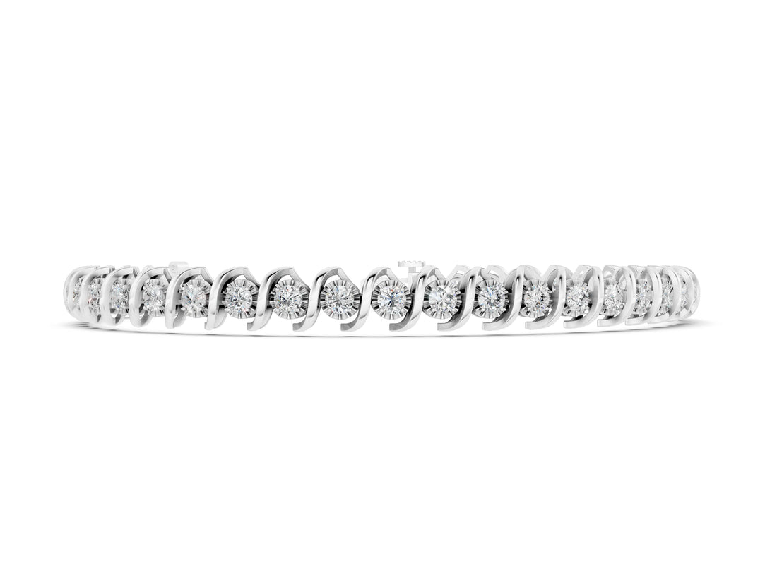 White gold Round Diamond Spiral Prong Tennis Bracelet_4