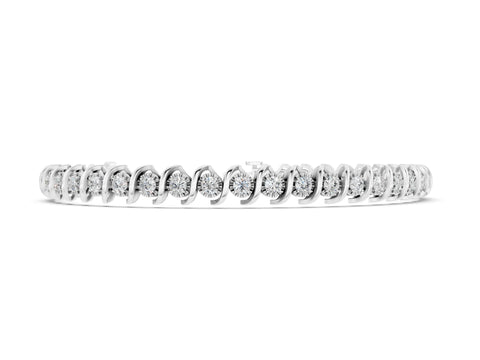 White gold Round Diamond Spiral Prong Tennis Bracelet_4