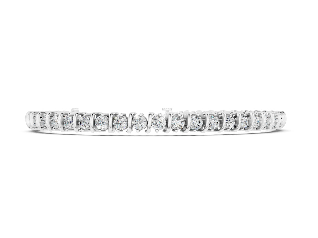 White gold Round Diamond Spiral Tennis Bracelet with Prong Setting_10
