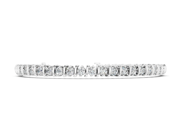 Silver Round Diamond Spiral Tennis Bracelet with Prong Setting