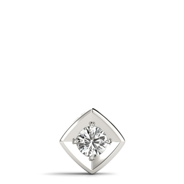 Silver Round Diamond Square Bezel Pendant