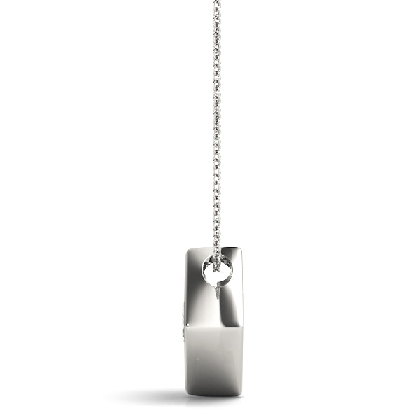 Silver Round Diamond Square Bezel Pendant