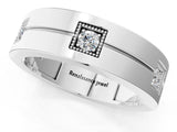 White gold Round Diamond Square Station Mens Band_1