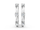 White gold Round Diamond Station Huggie Hoop Earrings_18