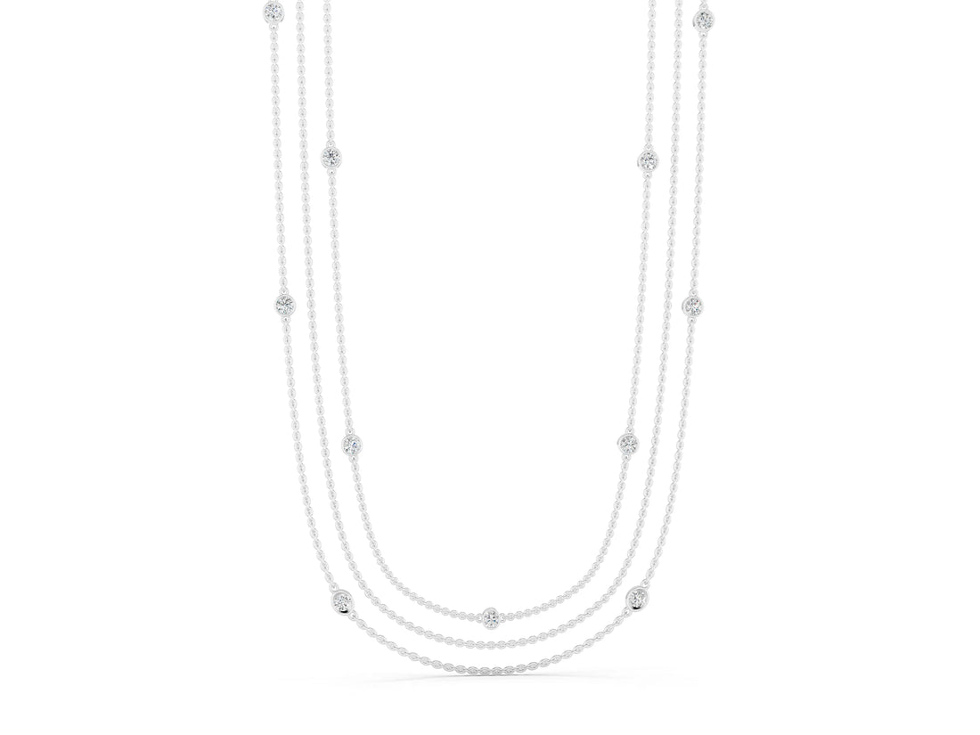 White gold Round Diamond Station Necklace_34