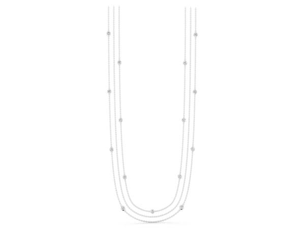 Silver Round Diamond Station Necklace