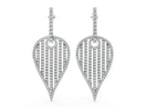 White gold Round Diamond Striped Teardrop Statement Drop Earrings_16